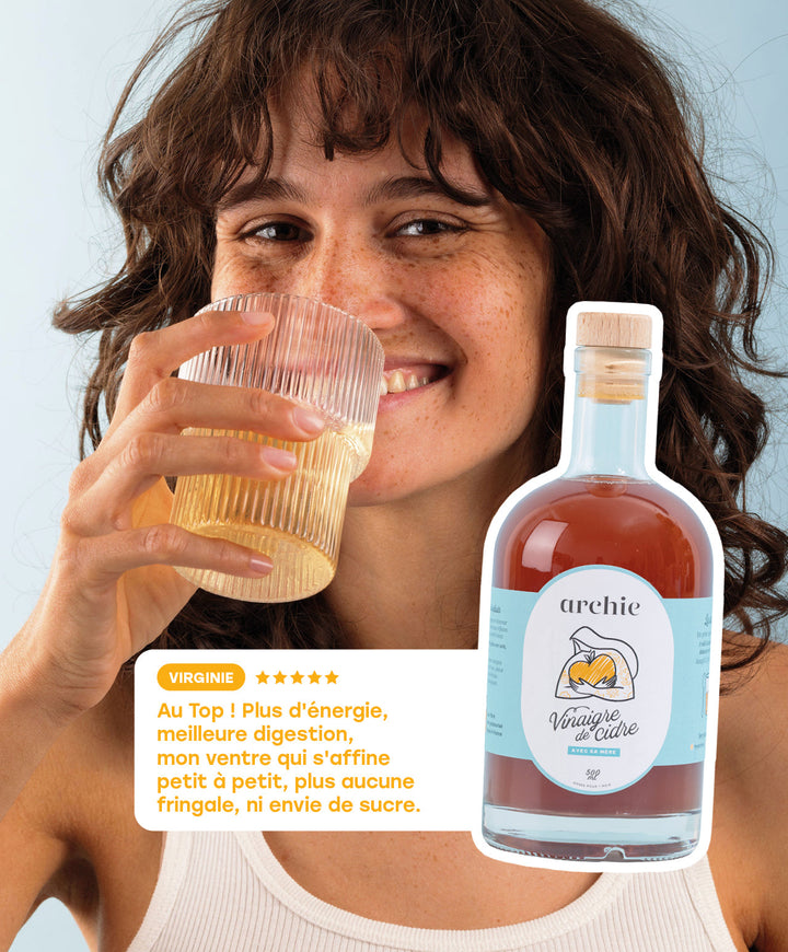 Archie est le spécialiste des bienfaits du vinaigre de cidre. Il vous accompagne en douceur dans l'adoption de nouveaux réflexes quotidiens, pour vous sentir mieux. Avec de bons produits, faits avec soin, pour faire du bien. Des produits à base de vinaigre de cidre.