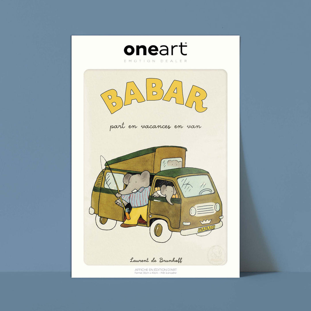 Affiche Babar Babar part en vacances en van