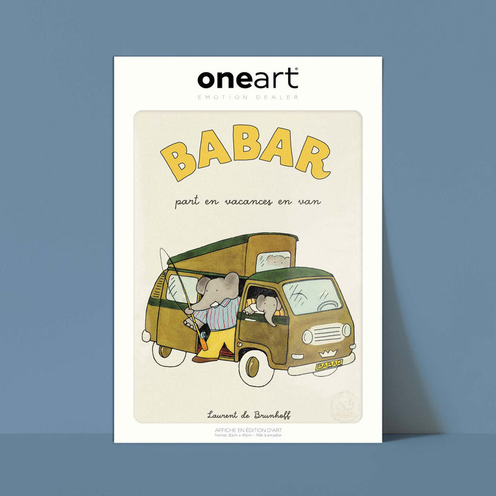 Affiche Babar Babar part en vacances en van