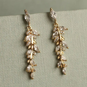Boucles d'oreilles pendantes fougère plume