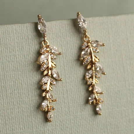 Boucles d'oreilles pendantes fougère plume