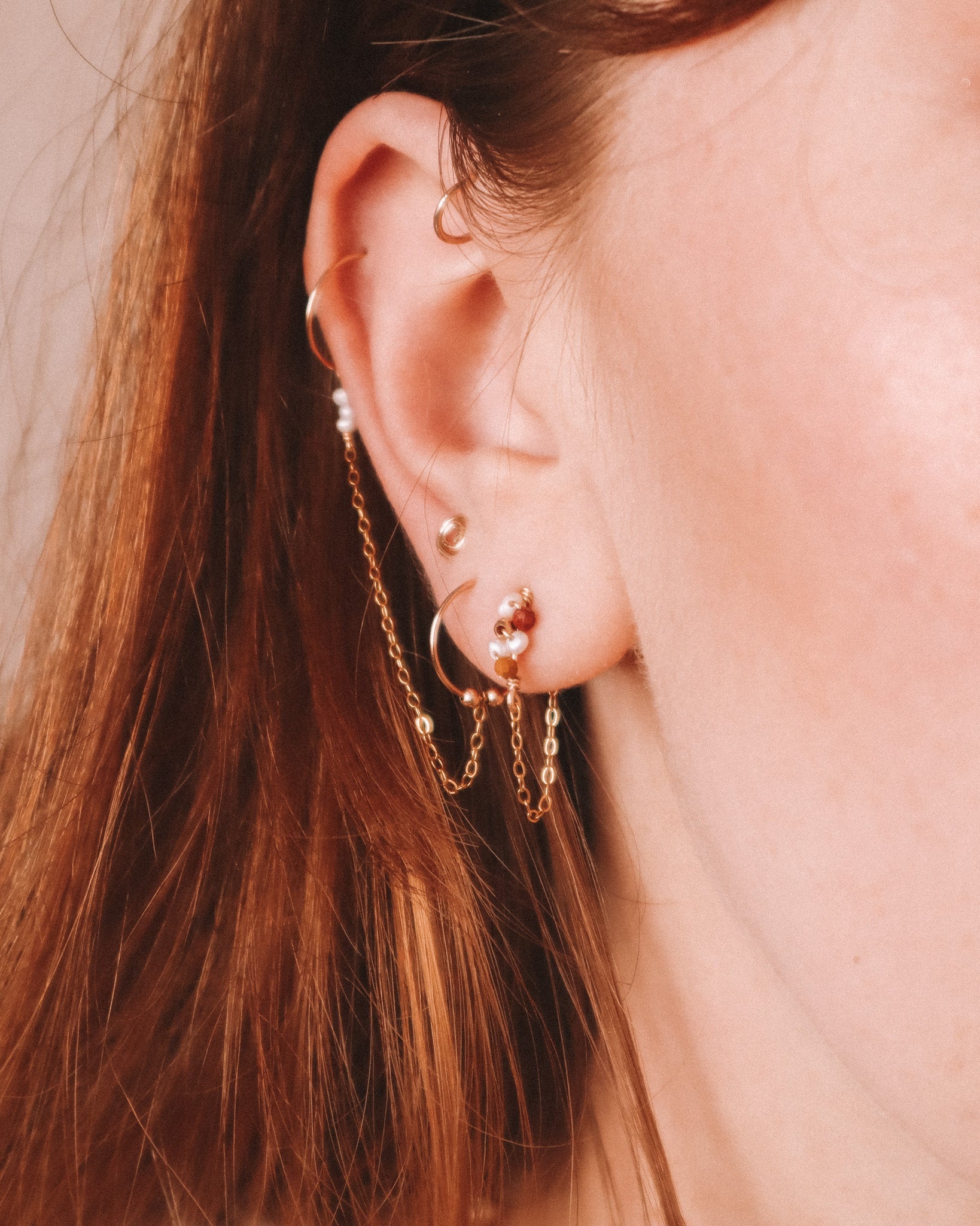 Boucles d'oreilles Ravia rouge Or Perle