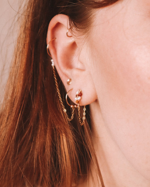 Boucles d'oreilles Ravia rouge Or Perle