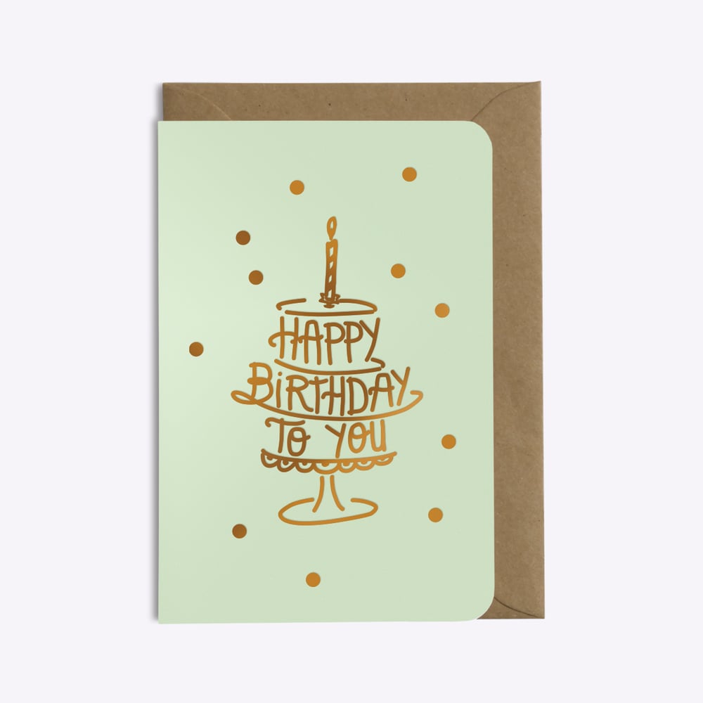 Carte Happy Birthday Confettis Vert d'eau