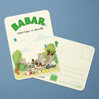 Carte postale Babar - Pique-nique en famille