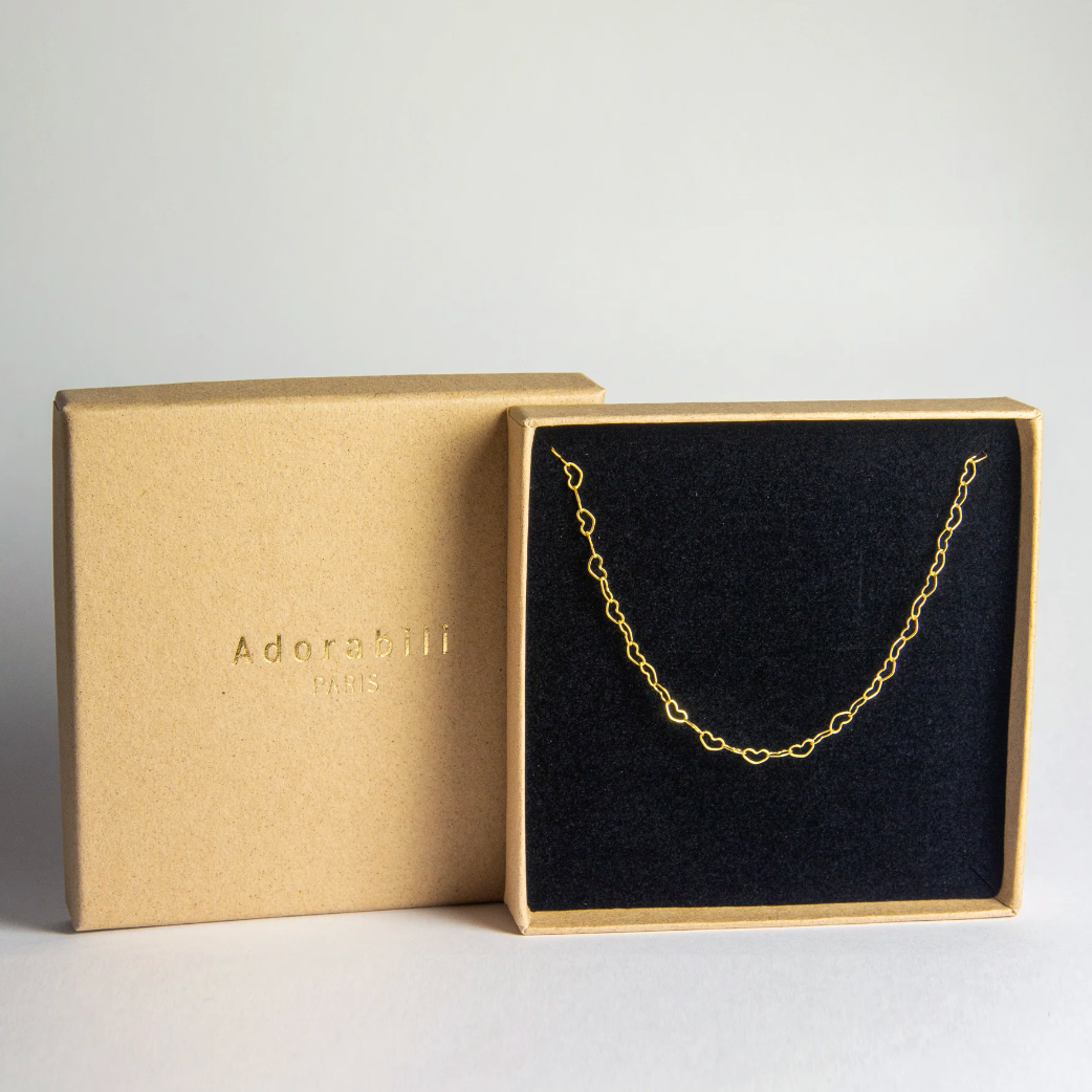 Collier chaîne coeurs entrelacés