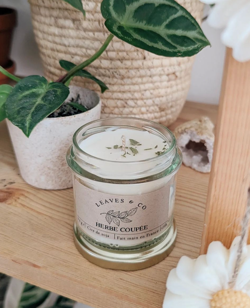 leaves and co bougie artisanale française herbe coupée