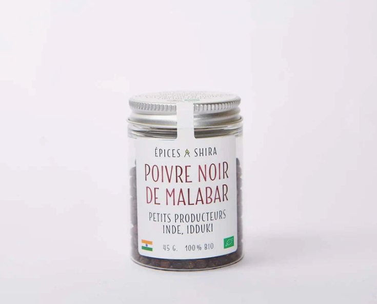 Poivre noir Bio de Malabar entier - Epices Shira