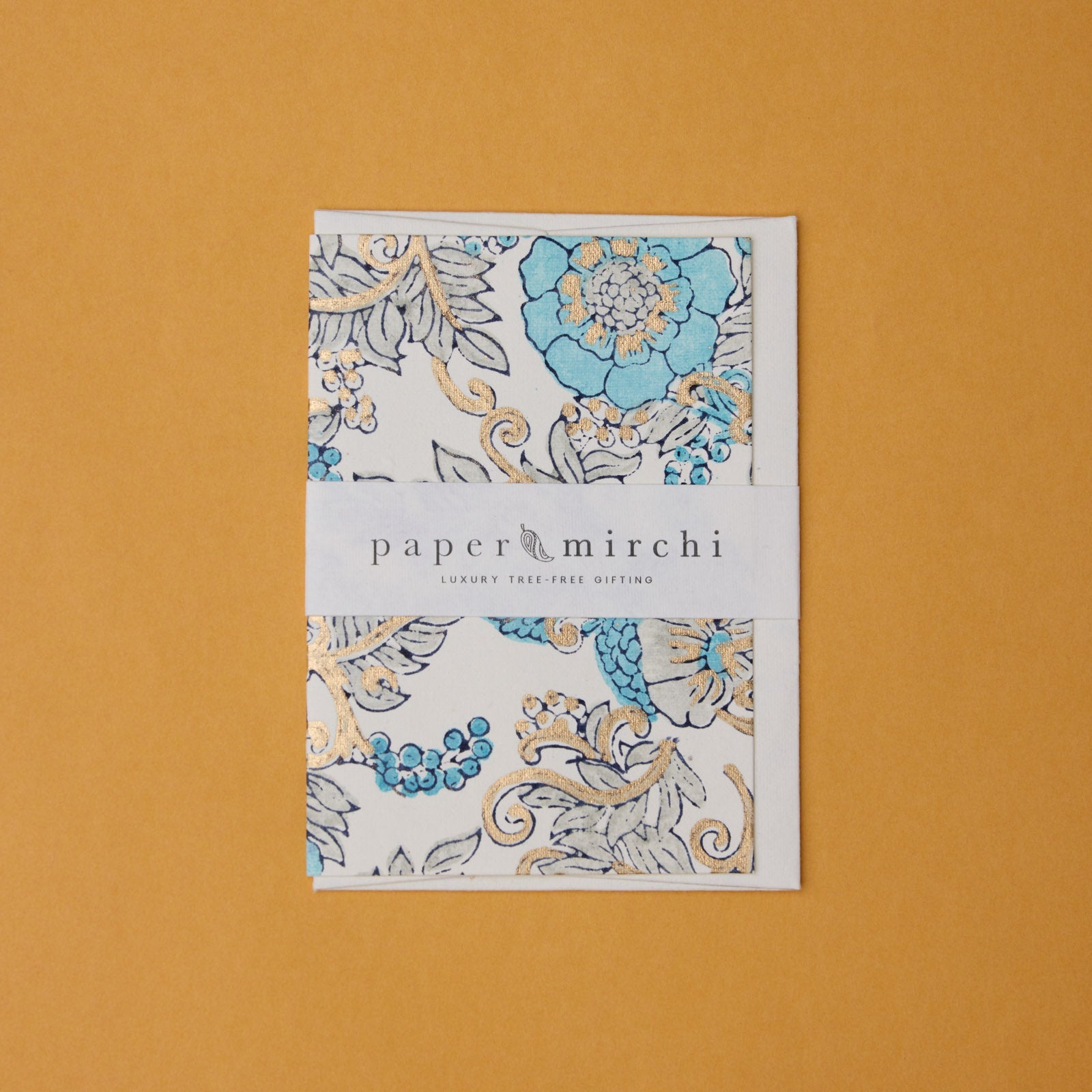 Carte Block Print - Rose Sauvage Bleu Opale