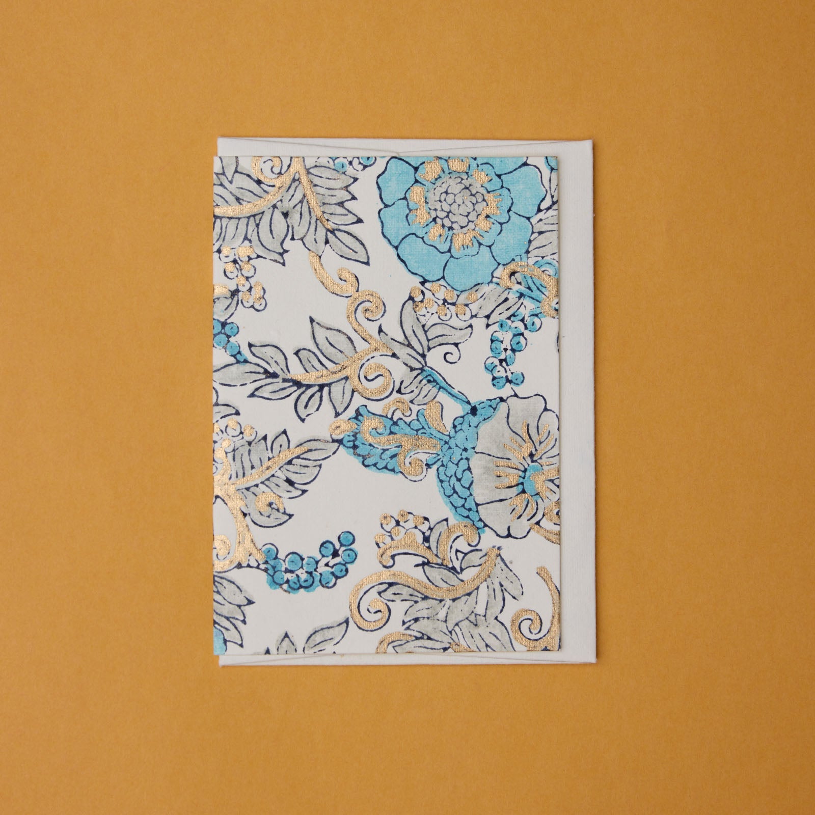Carte Block Print - Rose Sauvage Bleu Opale