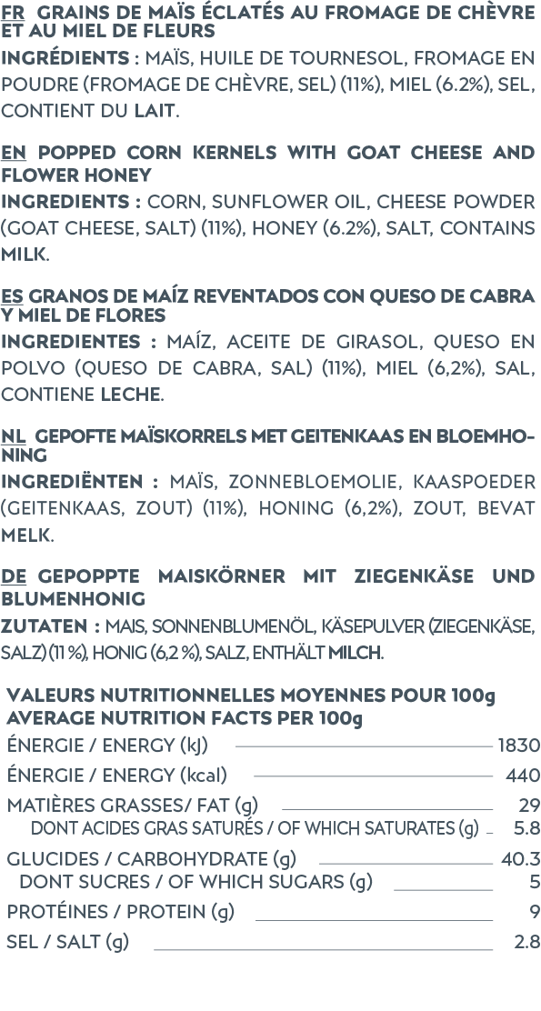 Popcorn Chèvre & Miel de Fleurs