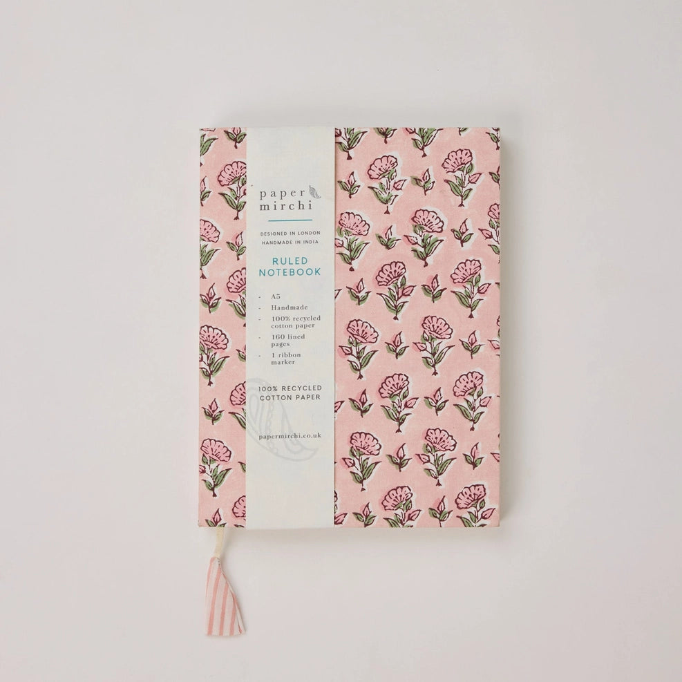 Carnet Ligné Fleurs Rose