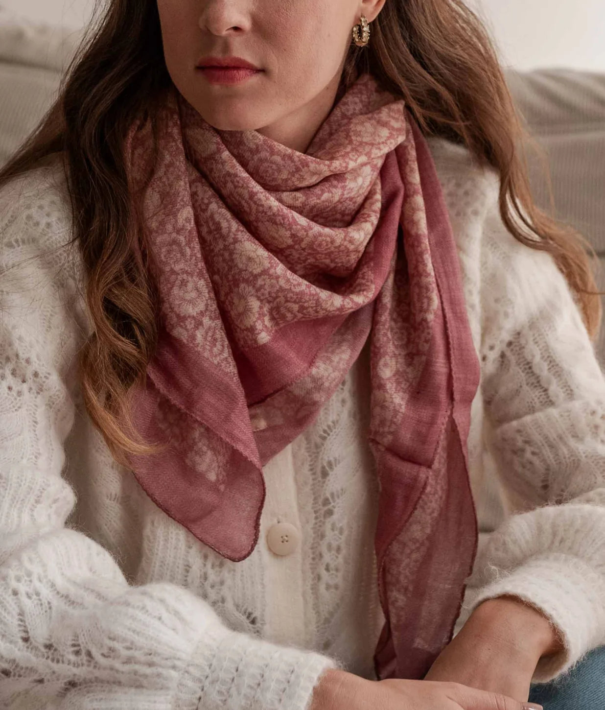 Foulard En Laine Frieda Pink