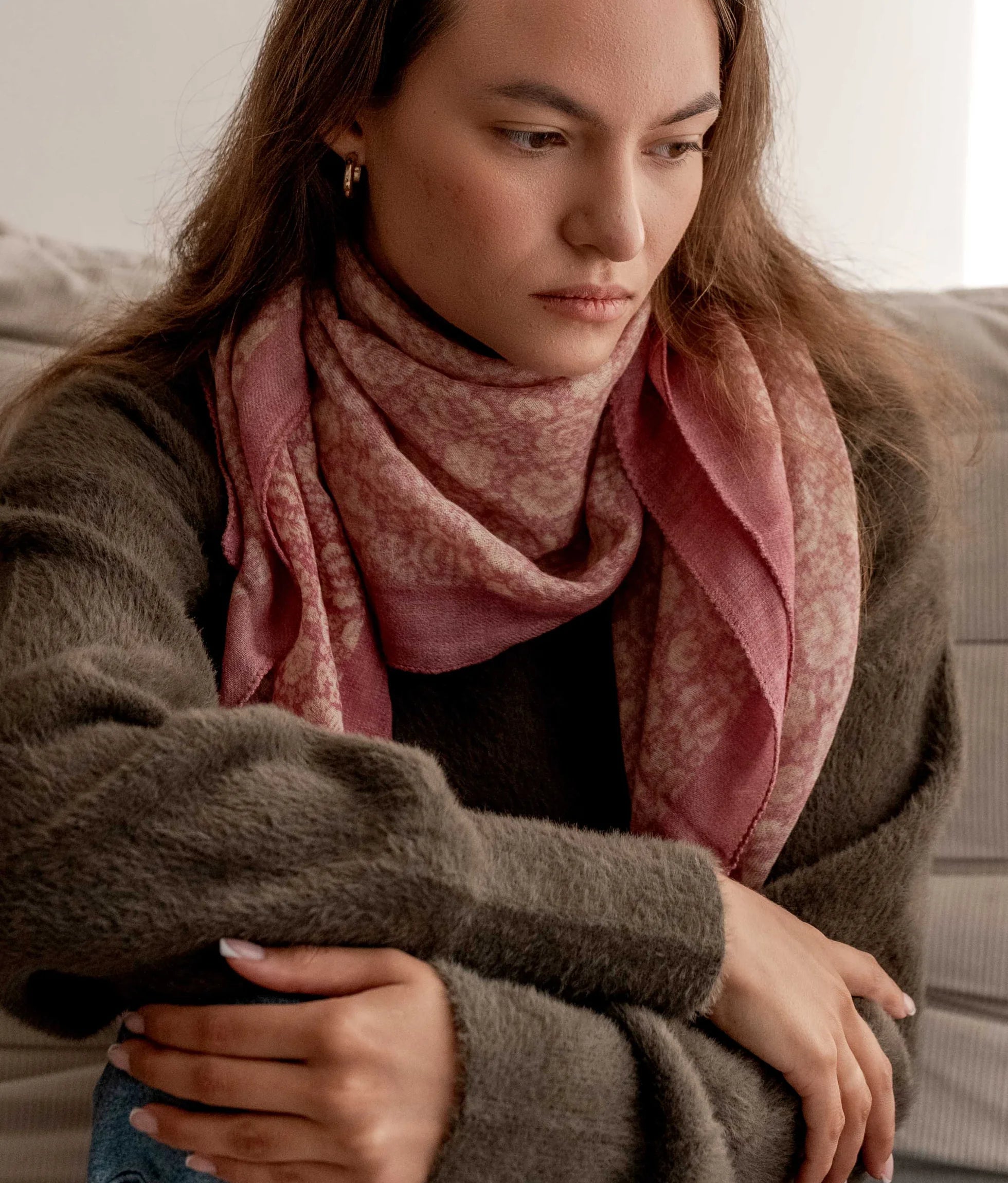 Foulard En Laine Frieda Pink