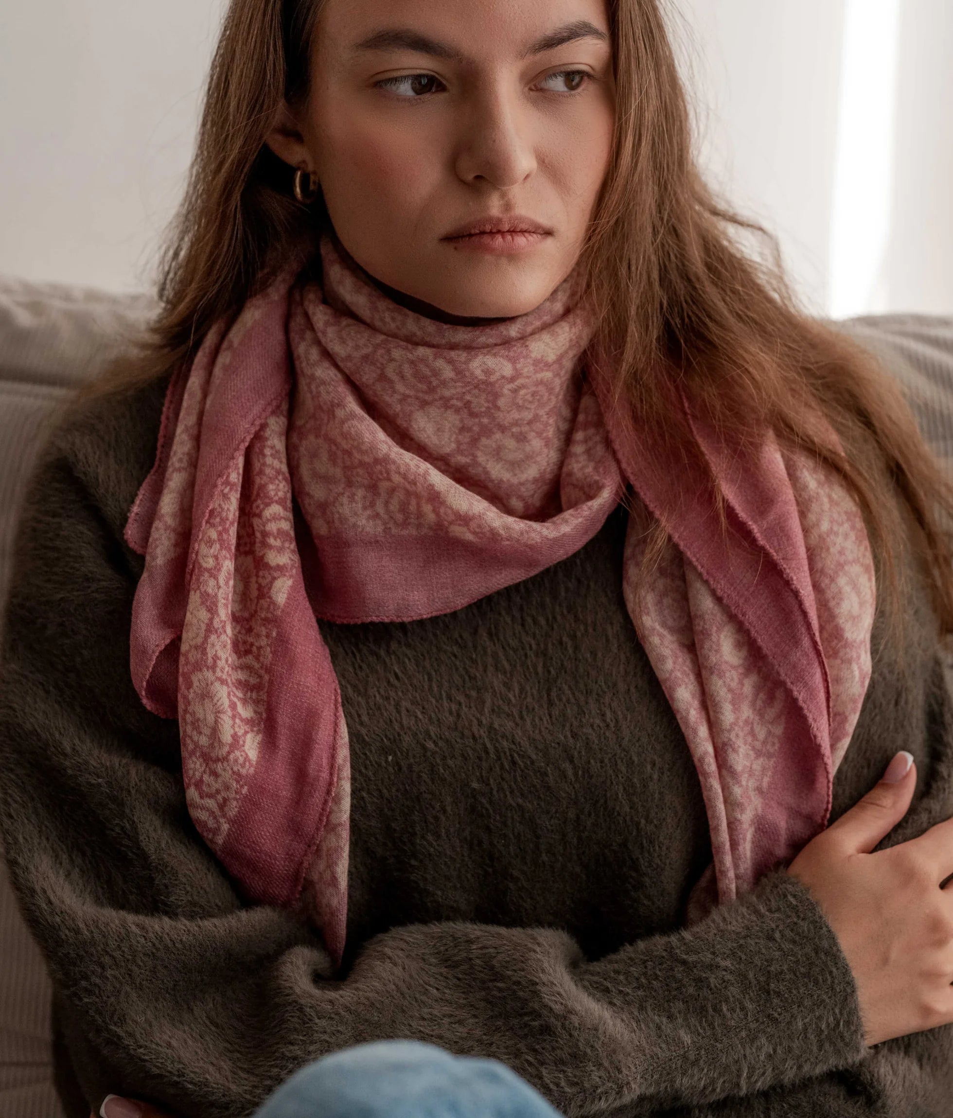 Foulard En Laine Frieda Pink