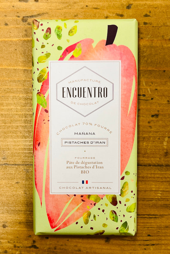 Tablette De Chocolat Noir 70% fourré aux Pistaches d'Iran