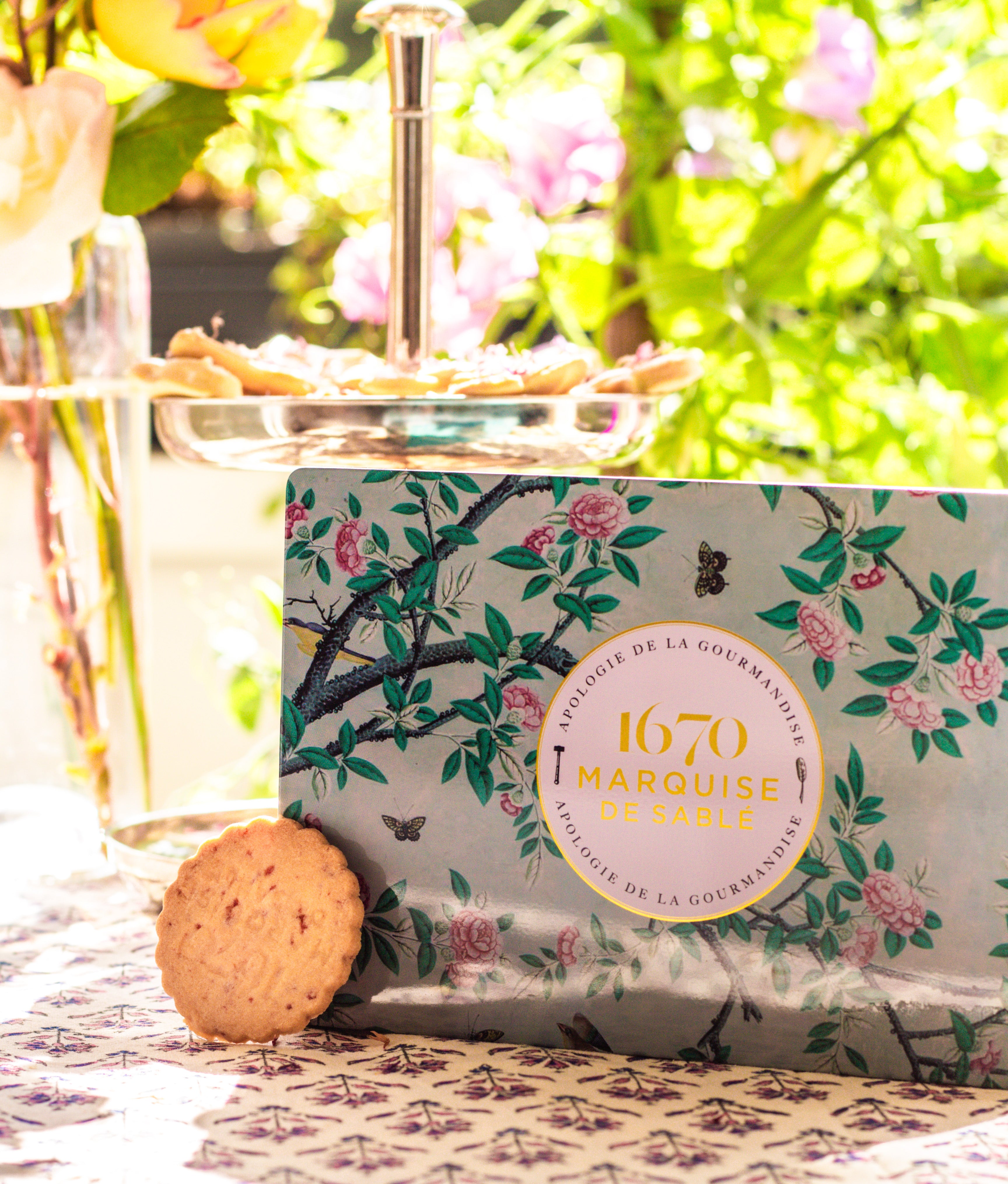 Boîte métal de sablés Dans un jardin