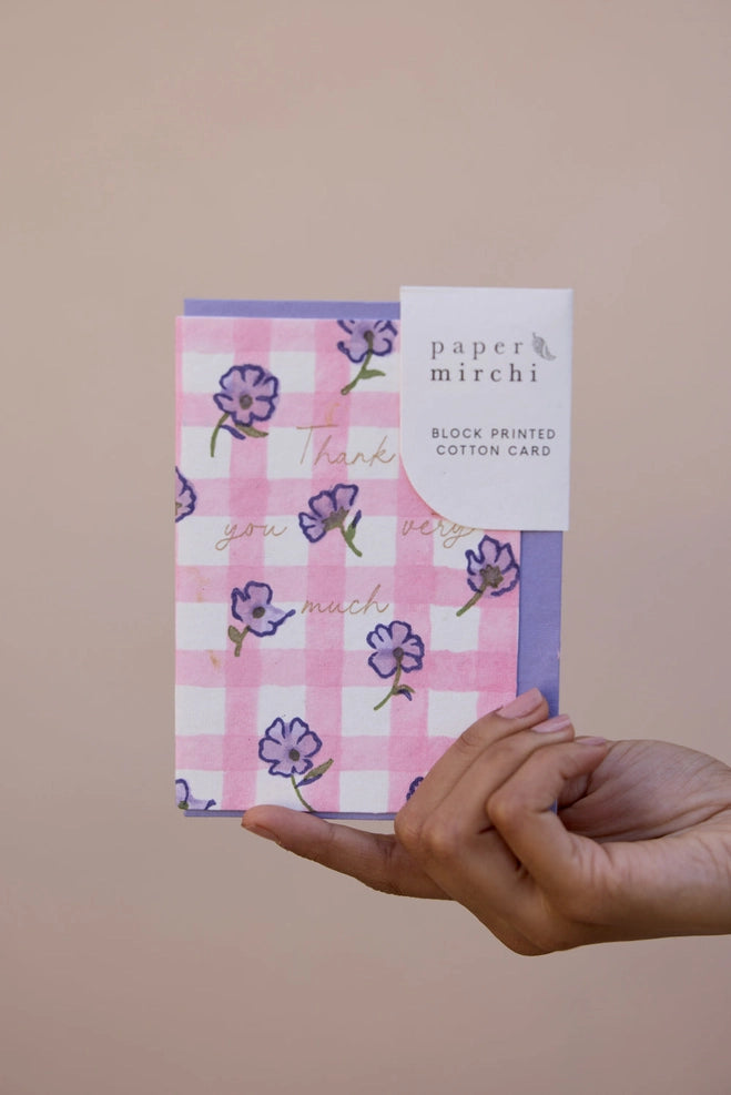 Carte Block Print - Thank You Vichy Violet Meringue