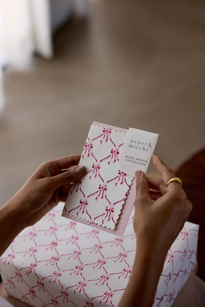 Carte Block Print - Nœuds Rose Sorbet