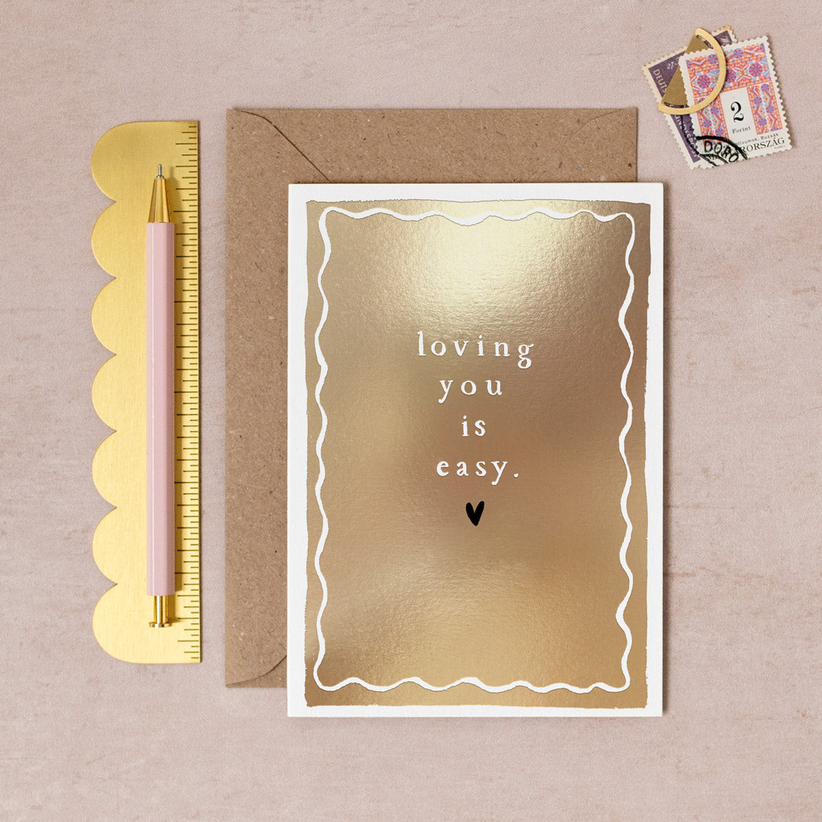 Carte dorée Loving you is easy Sister Paper Co.