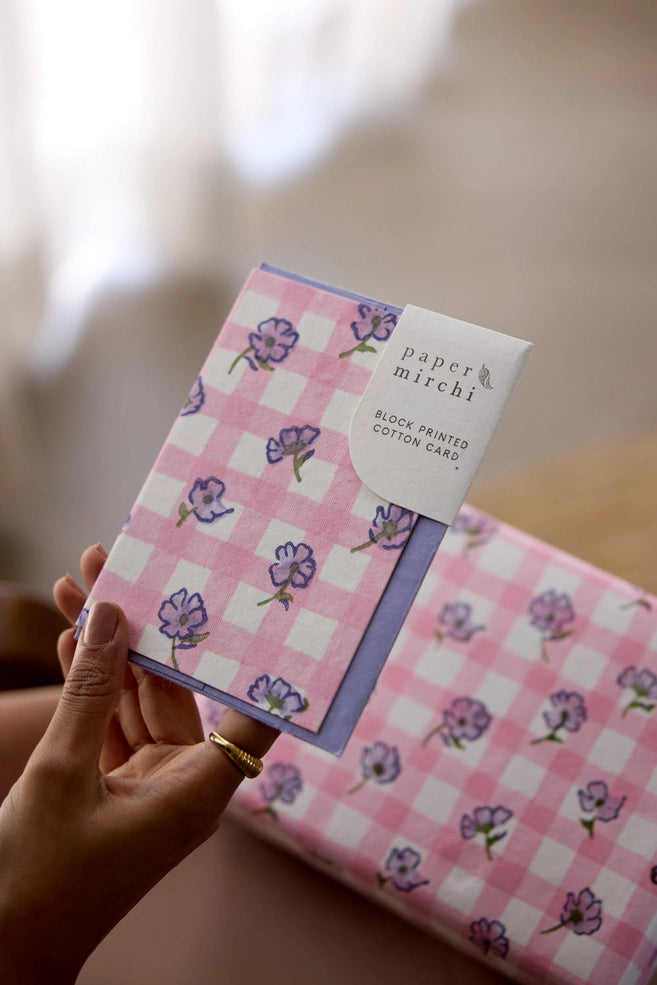 Carte Block Print - Vichy Violet Meringue