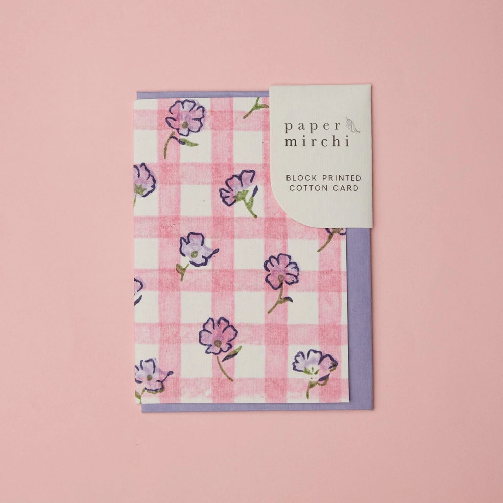 Carte Block Print - Vichy Violet Meringue