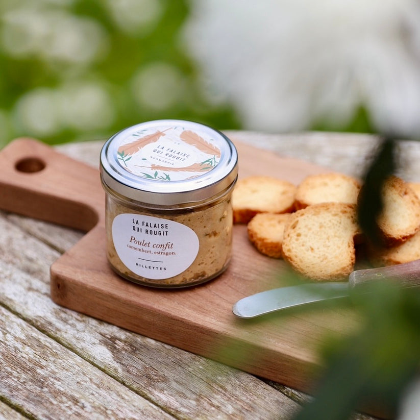 Rillettes de poulet confit camembert estragon