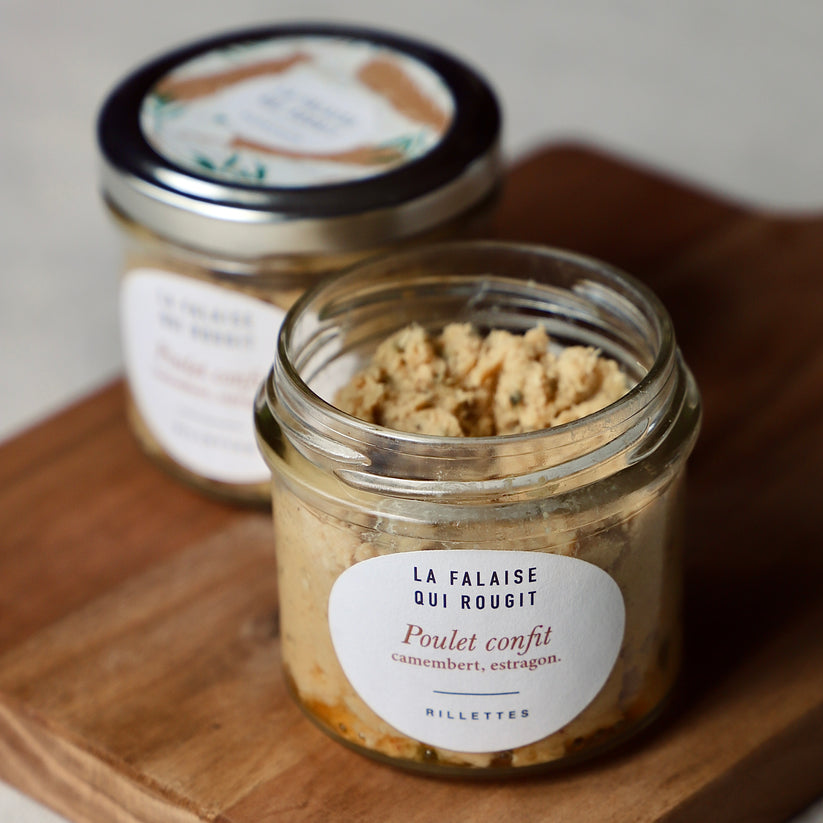 Rillettes de poulet confit camembert estragon