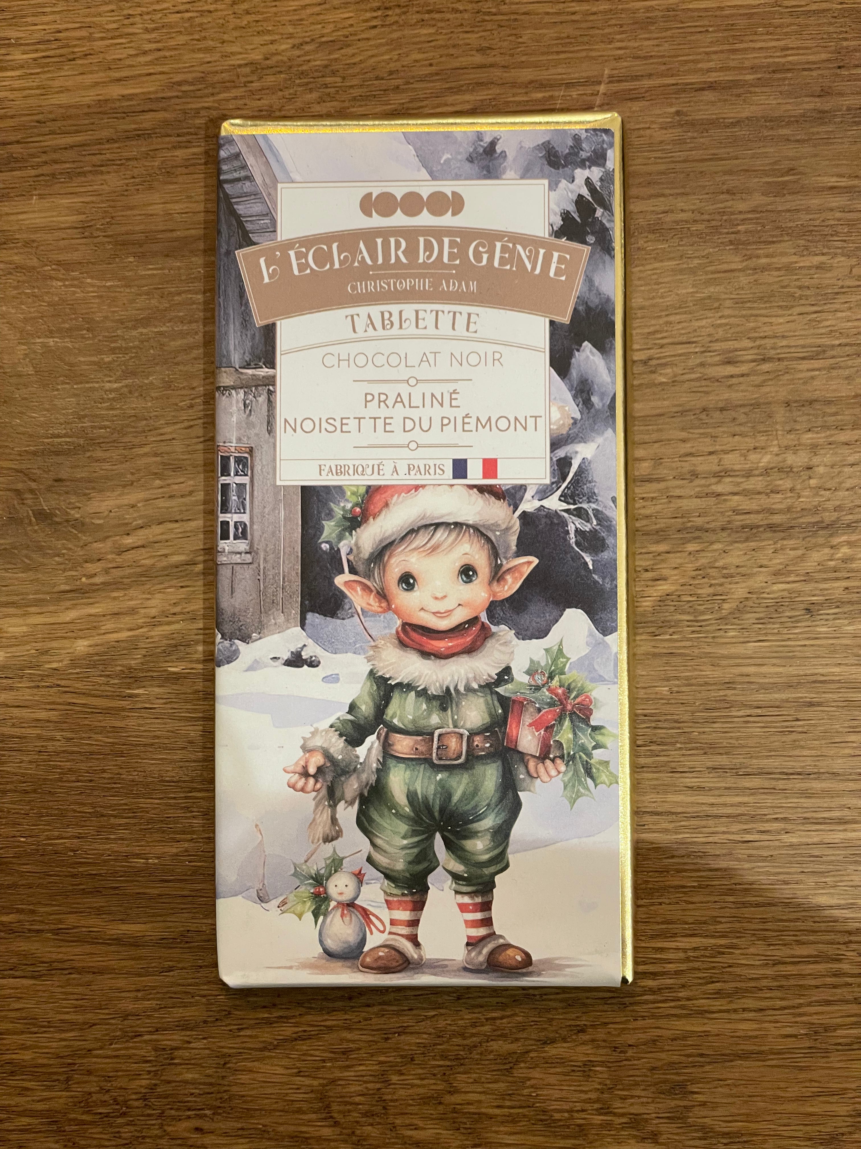 Tablette Chocolat Noir Fourrée Praliné Noisette de Noël