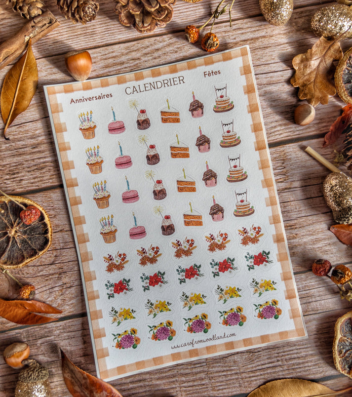 Planche de stickers pour calendrier