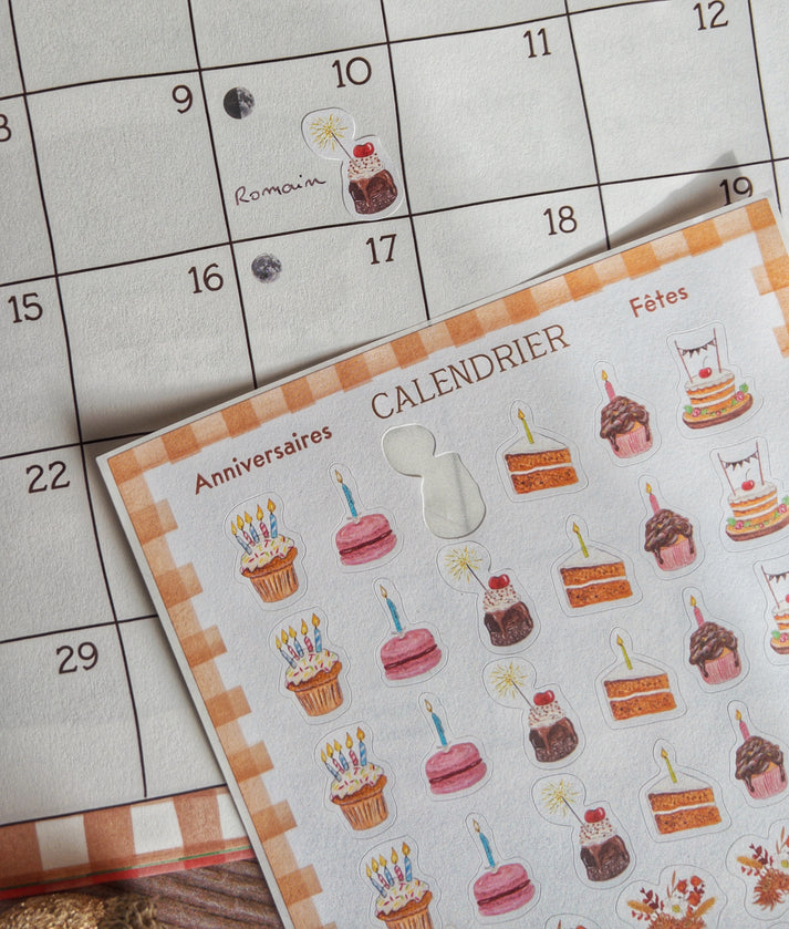 Planche de stickers pour calendrier
