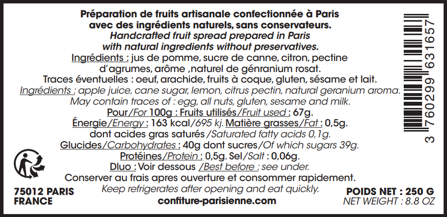 Jardin des Plantes Gelée de Pomme Géranium rosat
