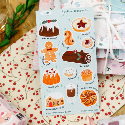 Feuille de stickers de Noël Desserts festifs