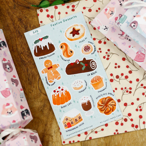 Feuille de stickers de Noël Desserts festifs