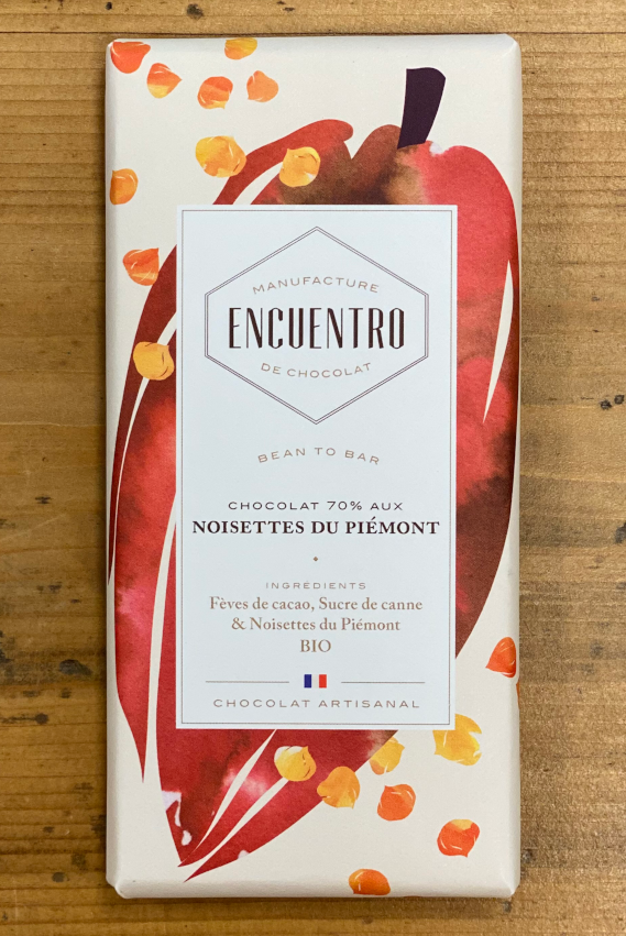 Tablette De Chocolat Noir 70% aux Noisettes du Piémont