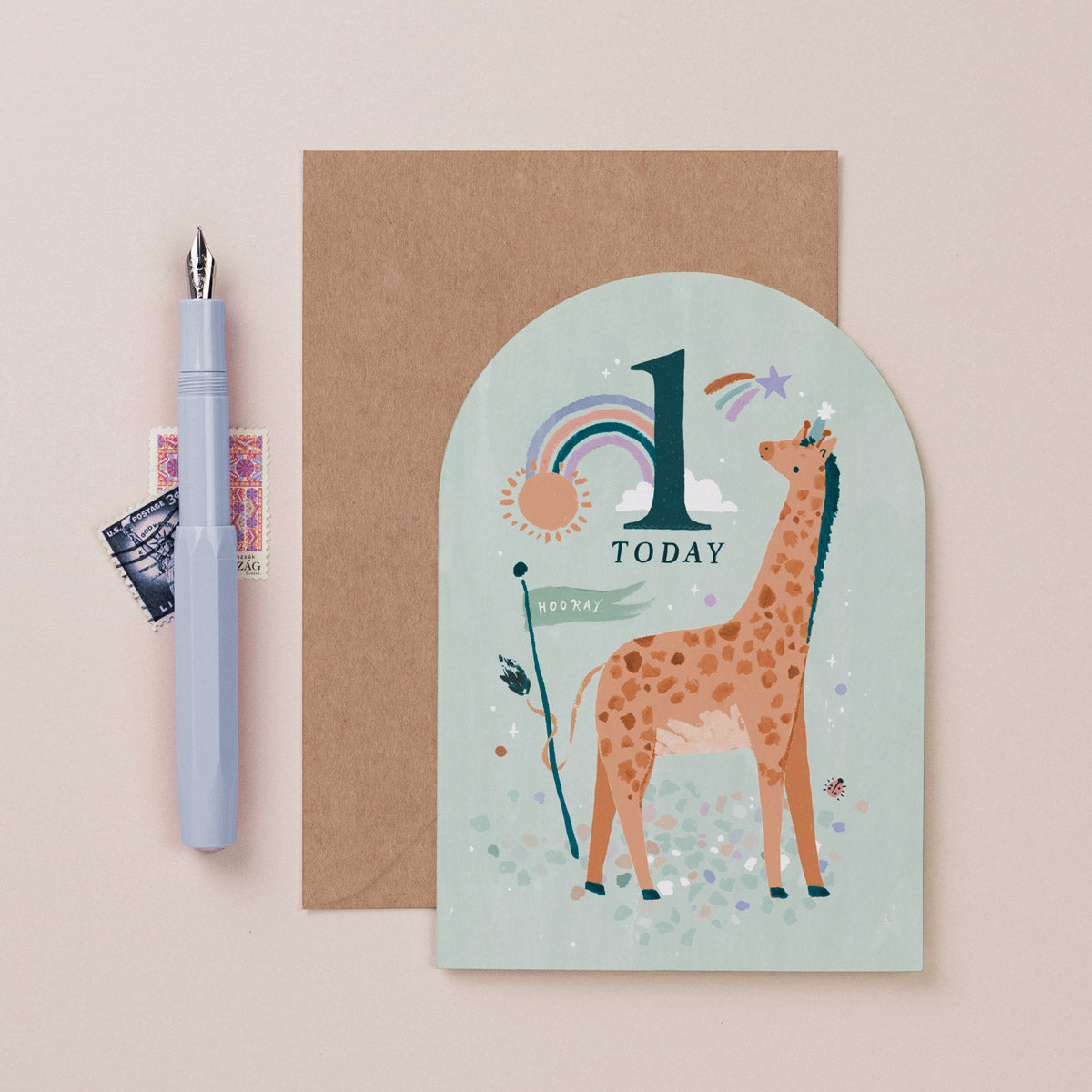 Carte anniversaire 1 an girafe Sister Paper Co.