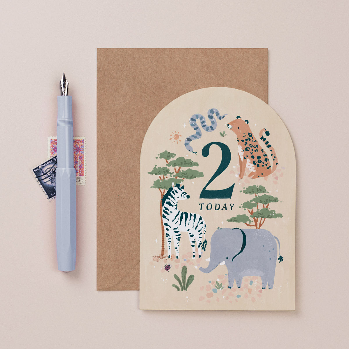 Carte anniversaire 2 ans animaux de la savane Sister Paper Co.