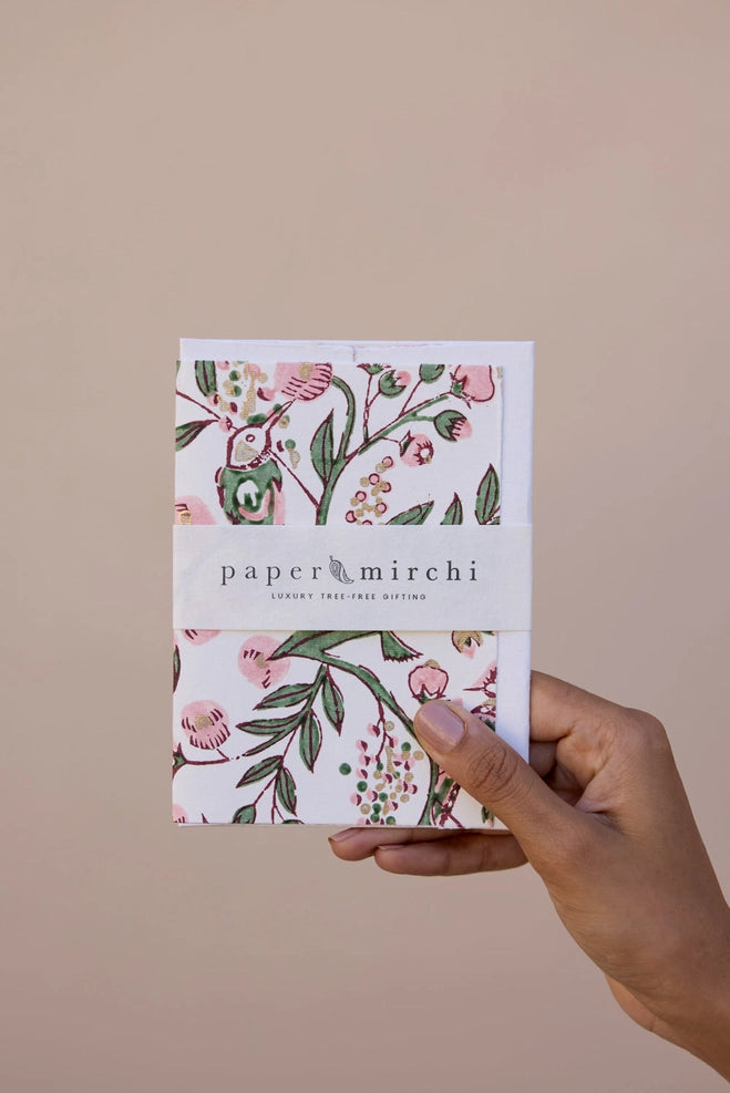 Carte Block Print - Oiseau Chanteur Blush