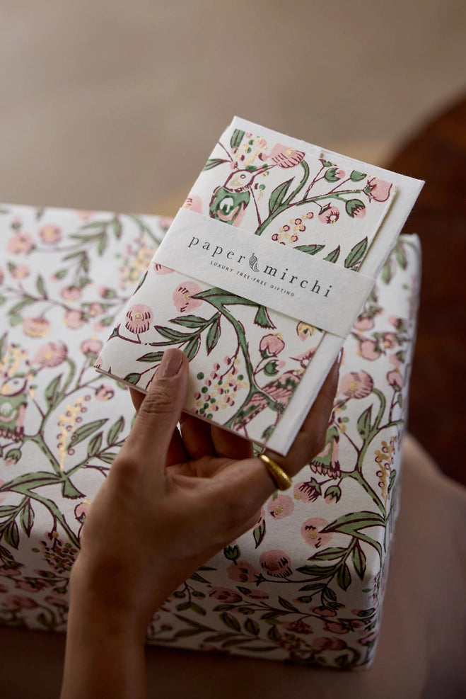 Carte Block Print - Oiseau Chanteur Blush