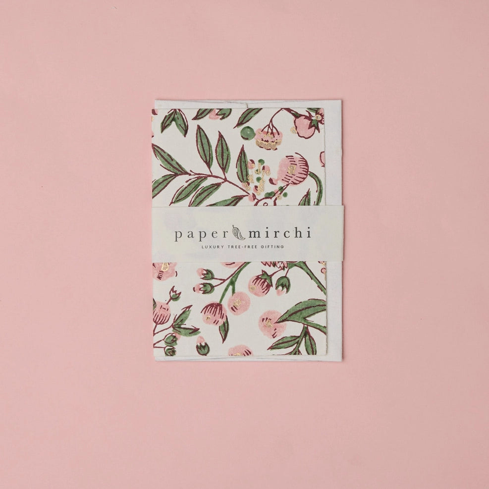 Carte Block Print - Oiseau Chanteur Blush