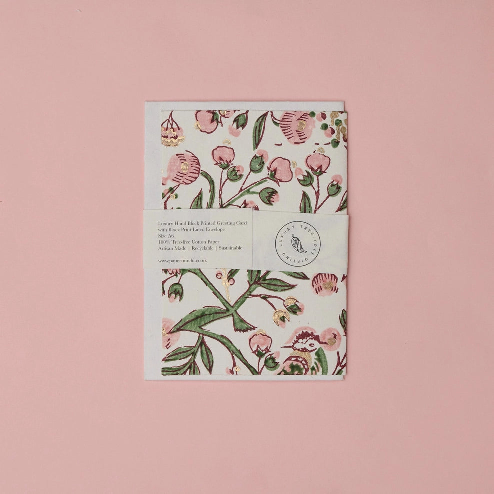 Carte Block Print - Oiseau Chanteur Blush