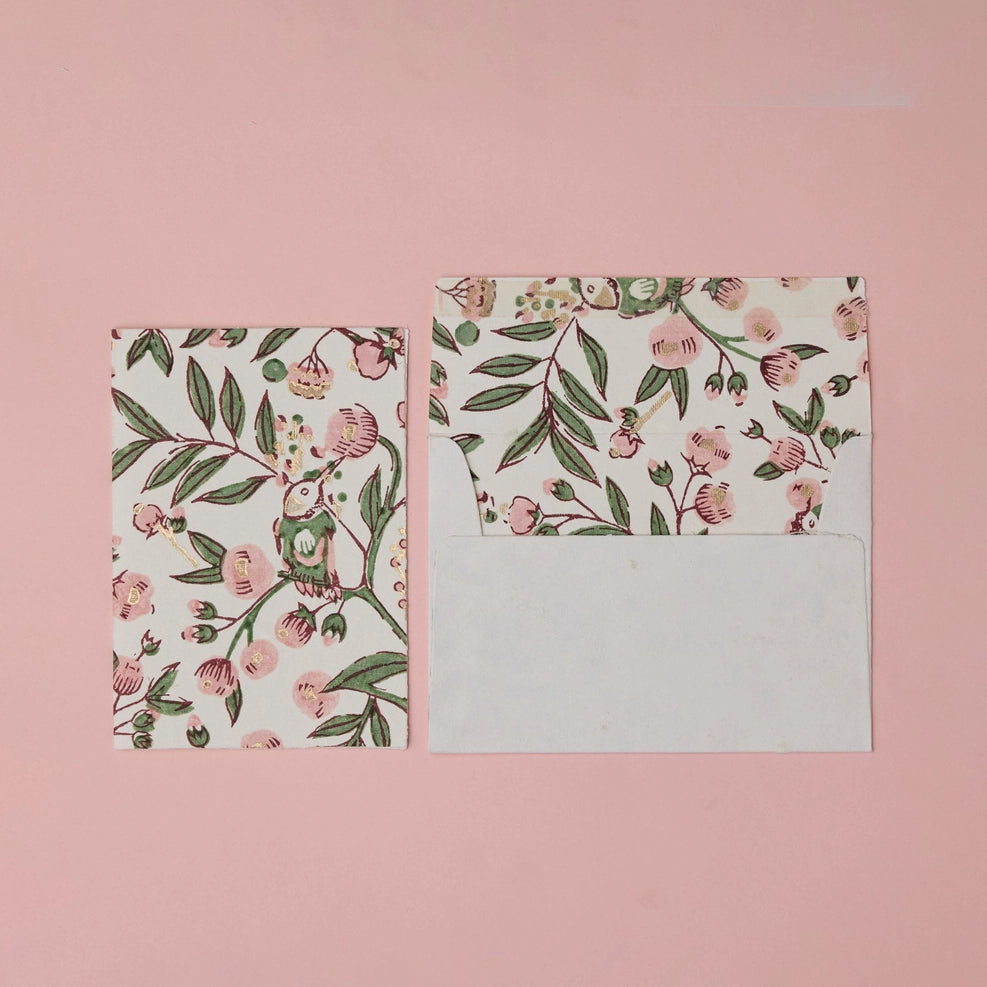 Carte Block Print - Oiseau Chanteur Blush