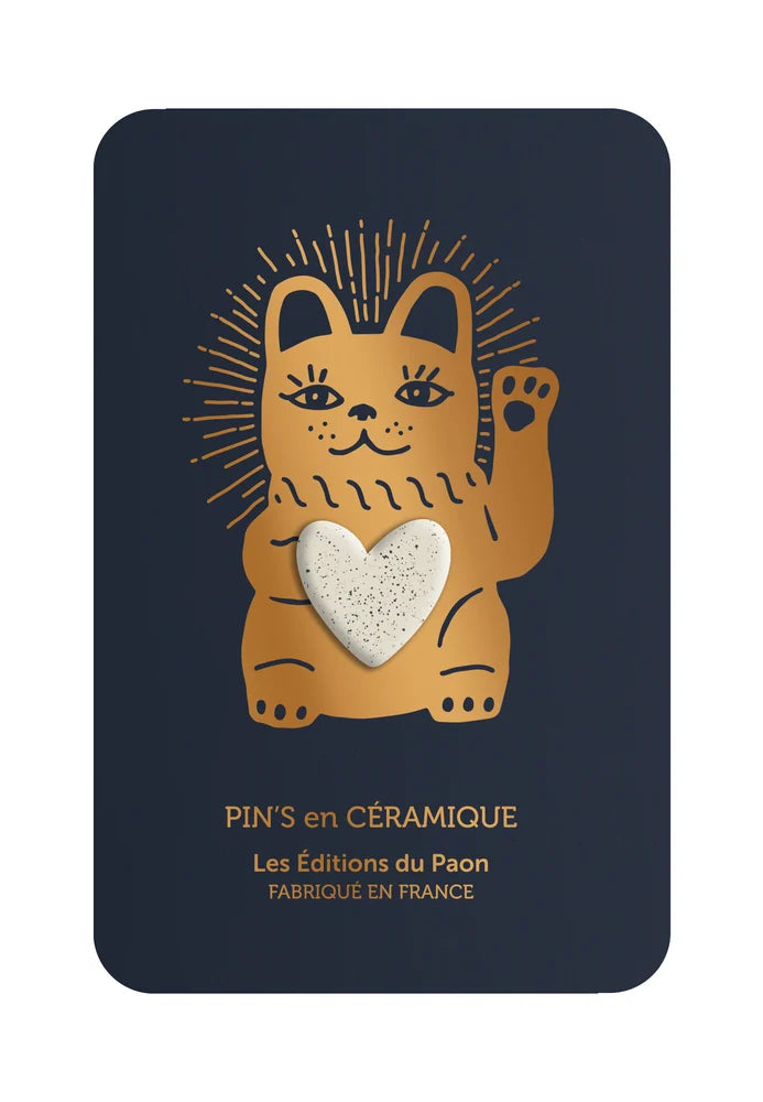 Pin's Cœur Lucky Cat Bleu Moucheté