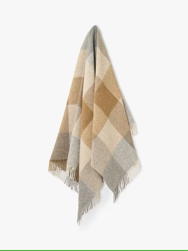 Plaid en Laine Britannique - Block Check Natural