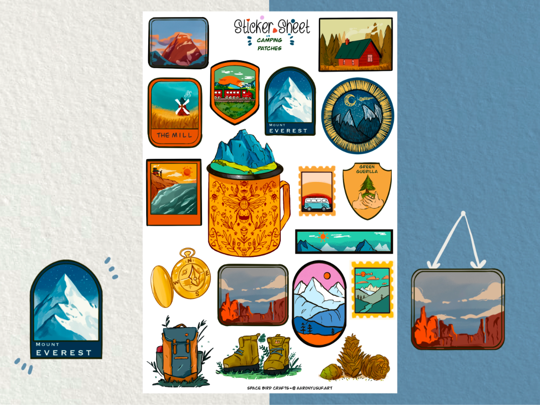 Feuille de stickers Camping Patches