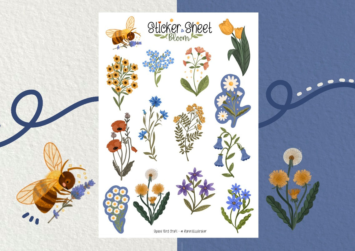 Feuille de stickers Bloom
