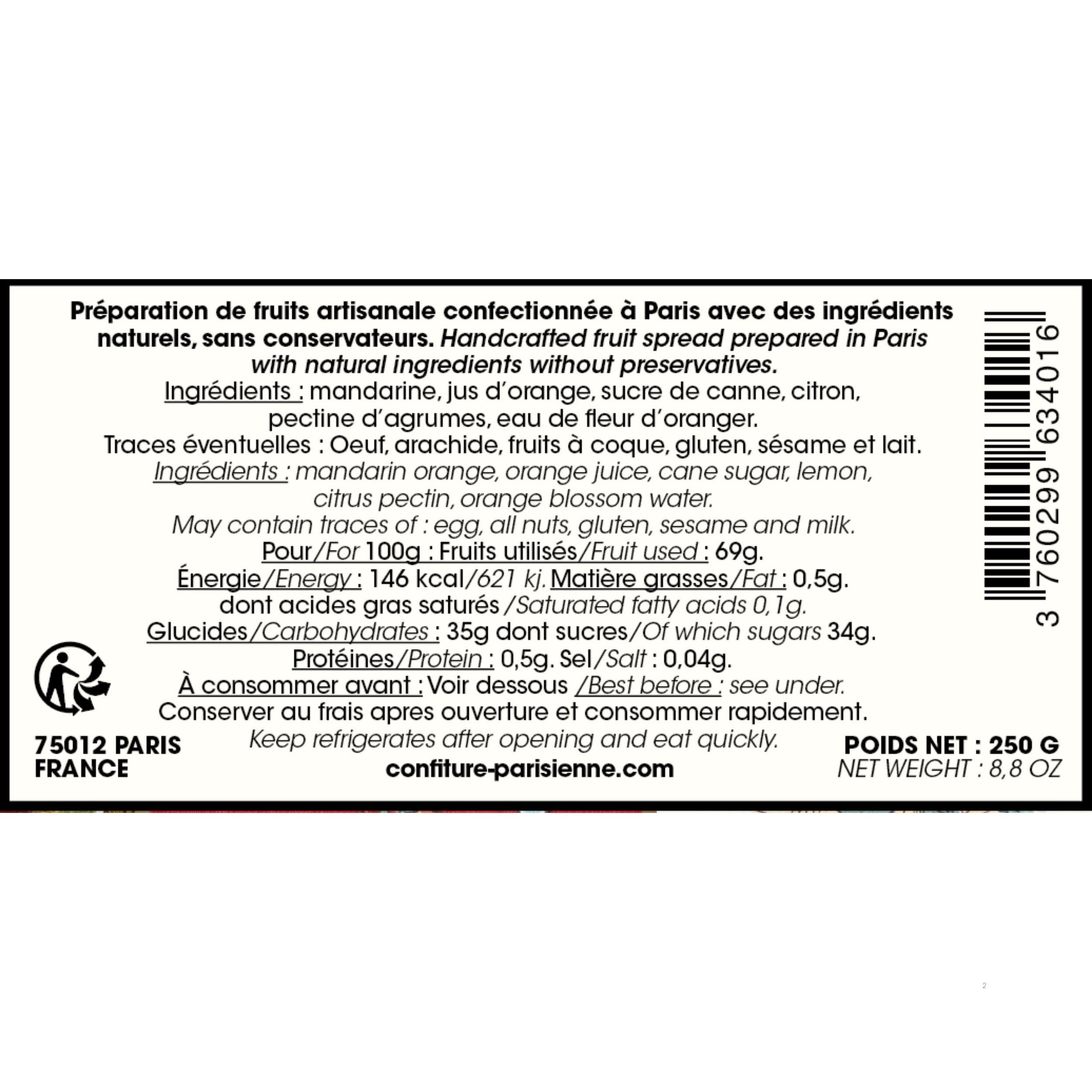 Confiture Mandarine Fleur d'Oranger