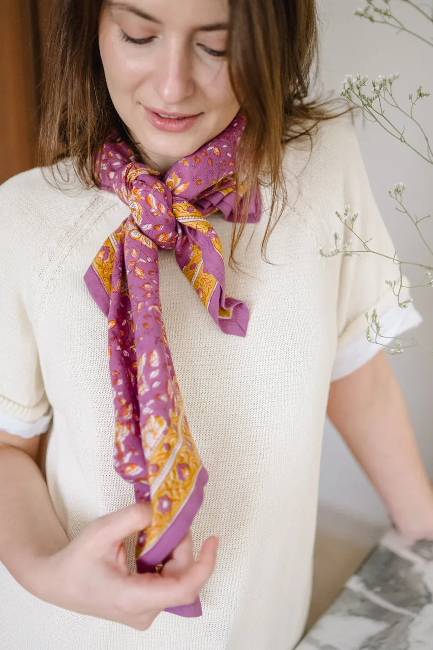Foulard en Coton Folk Story Pink