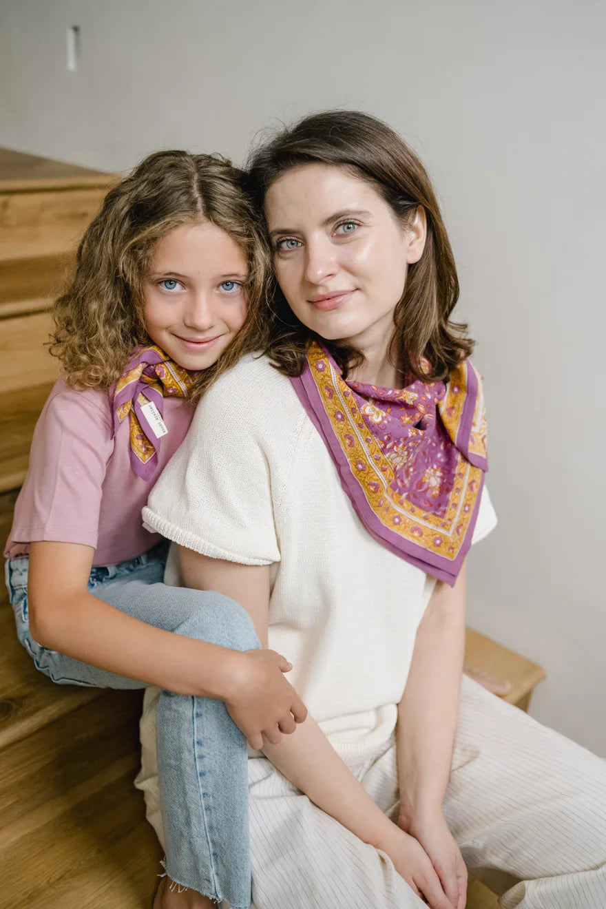 Petit Foulard en Coton Folk Story Pink