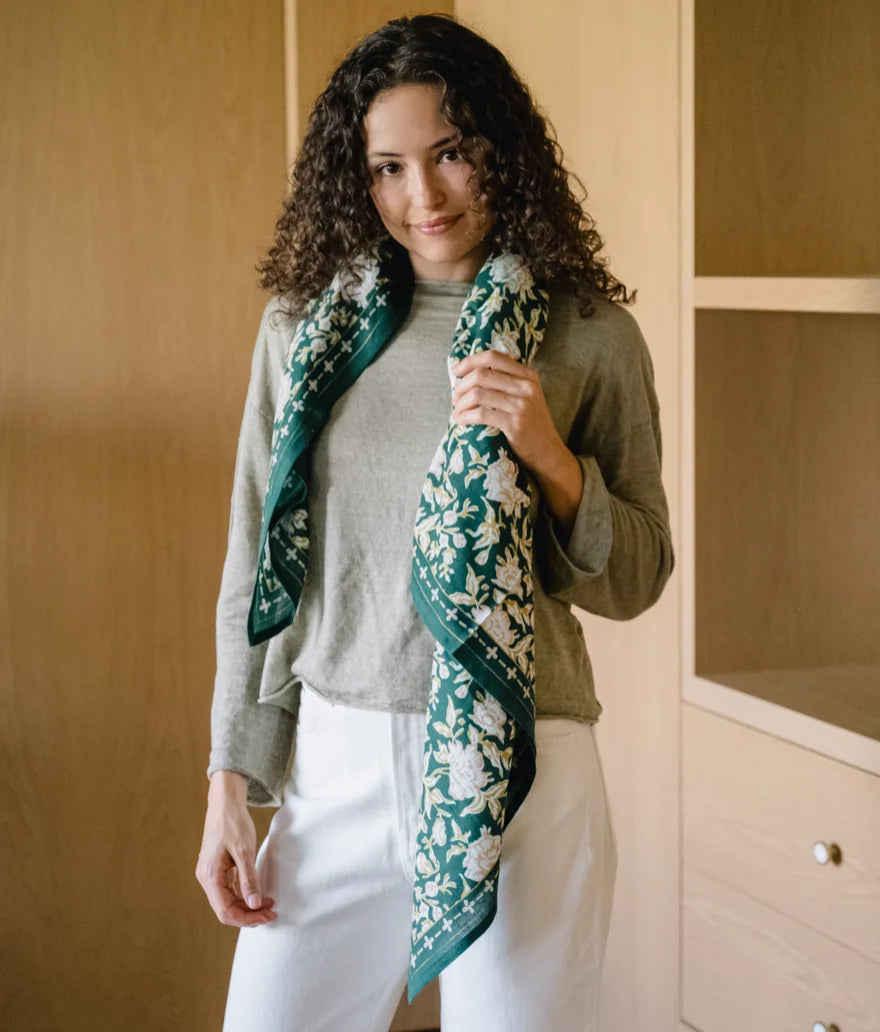 Foulard en coton Bouquet du Matin Eucalyptus